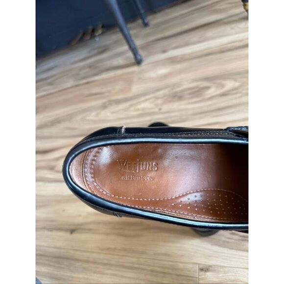 Bass Weejuns 1820 Mens Black Leather Jeremy Slip On Tassel Loafers Size 8.5